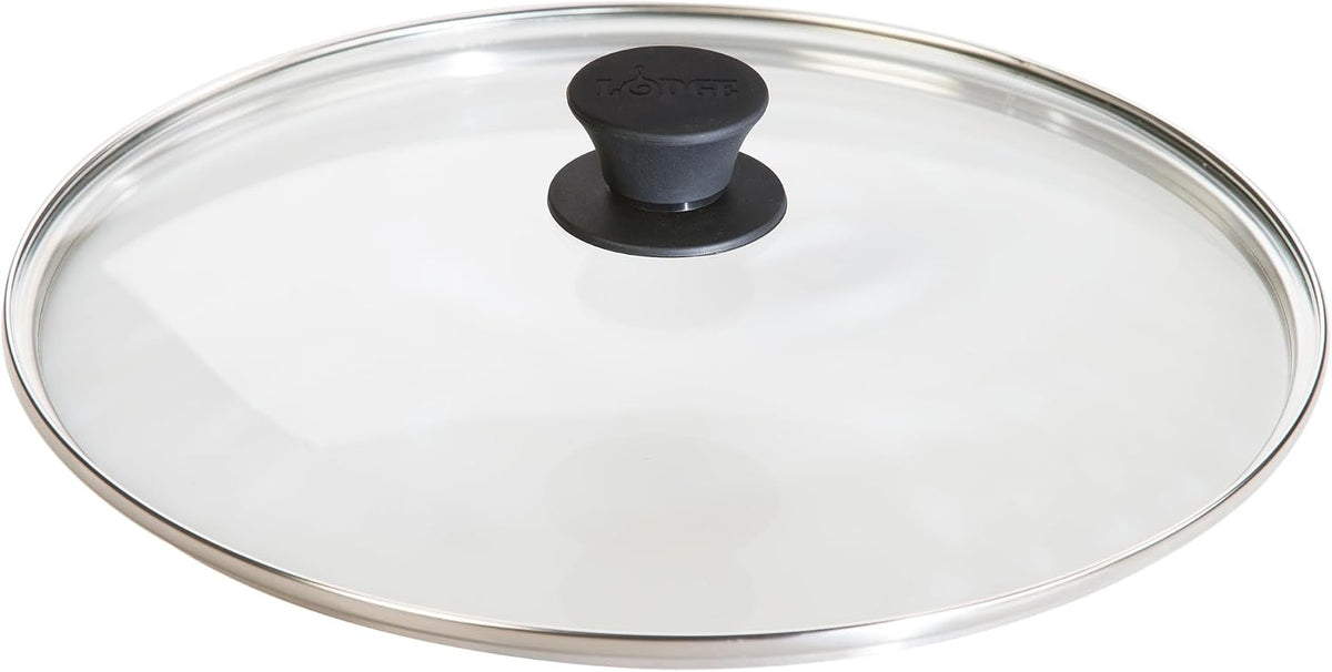 Lodge Round Glass Lid, Tempered Glass with Silicone Knob, 12 Inches