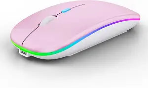 WREANU Wireless Bluetooth Mouse, Rechargeable Laptop Mice, Pink