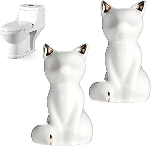 2pcs Cat Shape Toilet Screw Cover Caps White Toilet Bolt Caps Ceramic Toilet Bolt Covers Toilet Sea Turtle Replacement Parts Decorative Bathroom Accessory