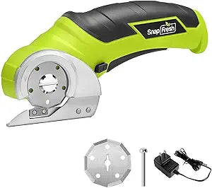 SnapFresh Cordless Electric Scissors, 4V Electric Mini Box Cutter, Carpet & Cardboard Cutter Tool with a Replacement Blade/Charger, Rotary Cutter for Cardboard Packages Leather Plastic Green