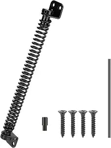 HILLMASTER 12" Gate Spring Self Closing Outdoor Door Spring Automatic Gate Closure Hardware with Adjustable Tool for Wooden Vinyl Fence, Black Finish