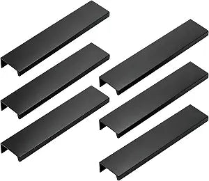 5.9 Inch Finger Pull 6Pcs, 5 Inch Hole Centers, Aluminum Alloy, Black