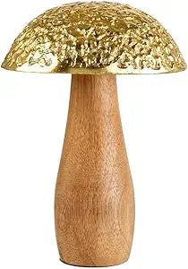 Mikasa 4x4x6.7 Inch Natural Wood and Nickel Mushroom Figurine Durable Design for Everyday Use in Home Kitchen Dining and Entertaining Settings