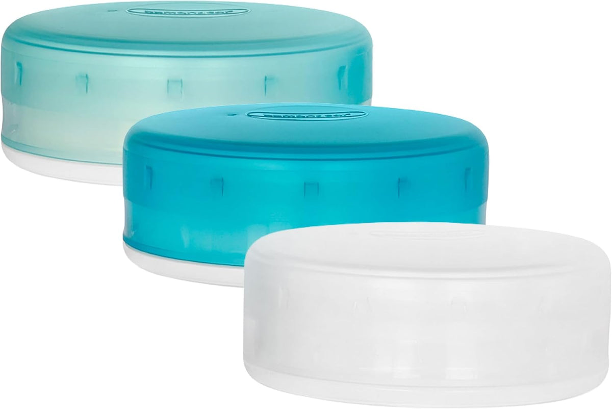humangear GoTubb - Storage Containers for Snacks, Small Essentials and Travel Gear, Made from Food-Safe Materials, Clear/Aqua/Teal, Medium (3-pack)