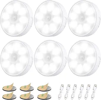 6 PCS Motion Sensor Light, Rechargeable Night Light(6000K Cold White)