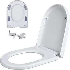 elongated U Toilet Seat Soft Close Quick Release White PP Seat
