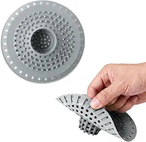 Silicone Drain Hair Catcher, Collapsible, Universal Fit (Grey)