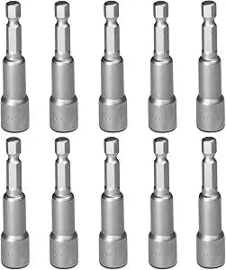 10Pcs 5/16" Nut Driver Bit Set, Hex Shank Extension Bit Holder, Magnetic