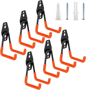 6 Pack Garage Hooks Heavy Duty - Supports 100 lbs(Orange)