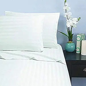 Elegant Comfort Wrinkle & Fade Resistant 1500 Thread Count - Damask Stripes Egyptian Quality Luxurious Silky Soft 4pc Sheet Set, Up to 16" Deep Pocket, Full, White