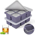 Mossime Large Silicone Ice Cube Trays with Lids, 2 Pack, Makes 2-Inch Cubes