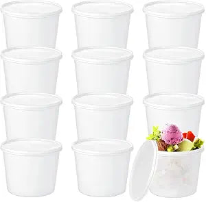 Bokon 12 Pcs 1 Gallon Ice Cream Buckets with Lids,Round,Light Color