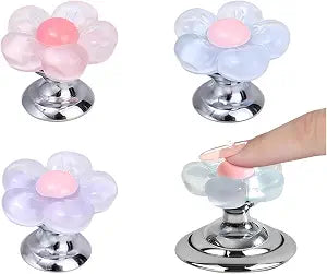 3 Pcs Flower Shaped Toilet Flush Pusher, Long Nail Protection Button Press, Sanitary Bathroom Lid Lifter Accessory(22CM)