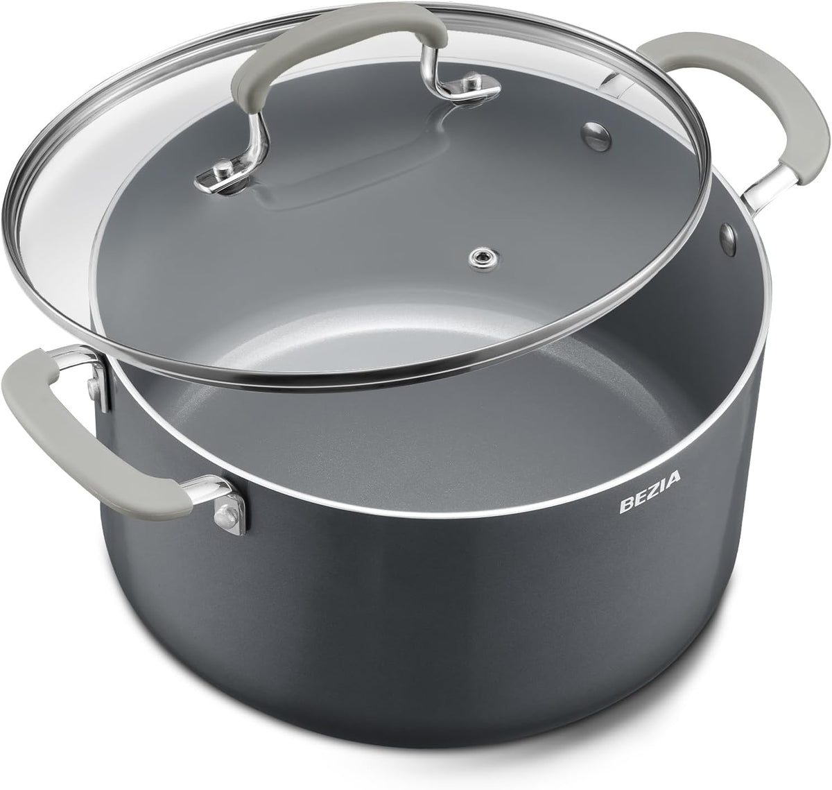 BEZIA 6QT Non Stick Stock Pot with Lid, Ceramic Induction Cooking Pot
