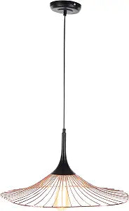 Deco 79 59290 Round Iron Cone-Shaped Pendant Lamp with Bulb, Black