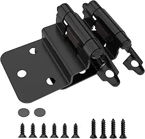 Chibery 3/8 Inch Inset Cabinet Hinges, 25 Pairs(50 Pack) Self Closing Flush Face Mount Hinges with Door Bumper, Variable Decorative Hardware for Bathroom, Furniture, Kitchen Cabinet Doors, Matte Black