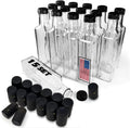 Quadra Bottles 8.5 Oz 15 Sets of Premium Commercial Grade Glass Square Bottle Leak Proof Airtight Plastic Screw Cap Lids Shrink Capsule - European Marasca 8.5 oz Bottle (Black 15sets 8.5oz 250ml)
