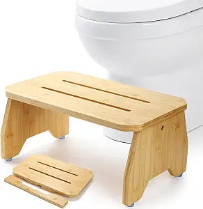 Foldable Toilet Stool, 3-in-1 Sturdy Bamboo Step Stool