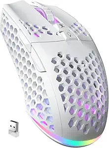 SOLAKAKA SM600 White Wireless Gaming Mouse,Tri-Modes BT5.1/Type-C Wired/2.4G Wireless Mouse with 2 Side Buttons, Programmable Macro Gamer Mouse with RGB Light for Laptop/PC/Mac