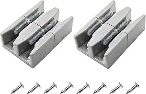 2 Pcs Gray Shower Door Rail Shower Door Swing Stopper Double Track Bathroom Glass Sliding Door Bottom Rail with Stainless Steel Screws, Suitable for 8mm Thick Glass(Hairy Grooves)