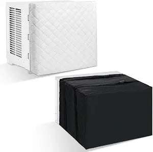 2 Pcs Window AC Cover, White&Black, Inside 17"x14", Outside 17"x12"