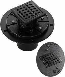 4" Matte Black Shower Drain, Square Shower Floor Drain with ABS Flange Base, 304 Stainless Steel Drenaje para Shower, Removable Grate & Hair Strainer for Bathroom Remodel and Curbless Showers