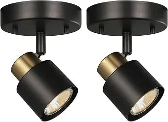 1 Light Track Lighting Kit,2 Packs Matt Black Brass Finish Adjustable Moden Flush Mount Ceiling Spotlight Wall Sconces for Kitchen,Hallway,Living Room Home Improvement