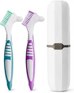 2PCS Denture Brush for Cleaning False Teeth with Carrying Case