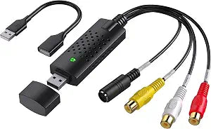 VHS to Digital Converter,RCA to USB Audio Video Converter,USB 2.0 Video Capture Card,Convert VHS to Digital from VHS VCR Mini DV Hi8 DVD for MAC/PC