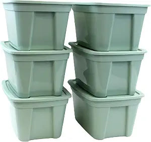 Edge Plastics Classic Storage Tote, durable storage in for home or garage with secure snap lid designed for stacking (6, Light Green, 5 Gallon)