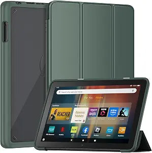 Sanyetral Trifold Dual Angle Stand Case with Auto Wake/Sleep -Dark Green