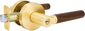 Walnut Wood Entry Door Lever(1 Pack,Stain Brass, Keyed)