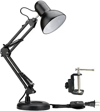 PowerKing Metal Swing Arm Desk Lamps, Adjustable Architect Lamp, Black