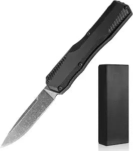 XXOK 9000R Folding Pocket Knife,3.3" Cpm-Magnacut,Aluminum Handle,EDC knife,Two-Tone Reverse Tanto Blade,Camping Knife with Belt Clip(Black)
