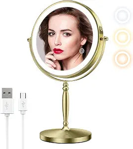 Matekxy 8" Makeup Mirror with Light, 1X/10X Magnifying Vanity Mirror