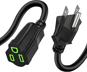 Power Extension Cord 15FT, 3 Prong Grounded Electric Extension Cable Outlet Saver, Single Outlet, Outside, Heavy Duty, Waterproof, Flexible, 16AWG, SJTW, 13A 125V, Outdoor & Indoor Power Wire (Black)