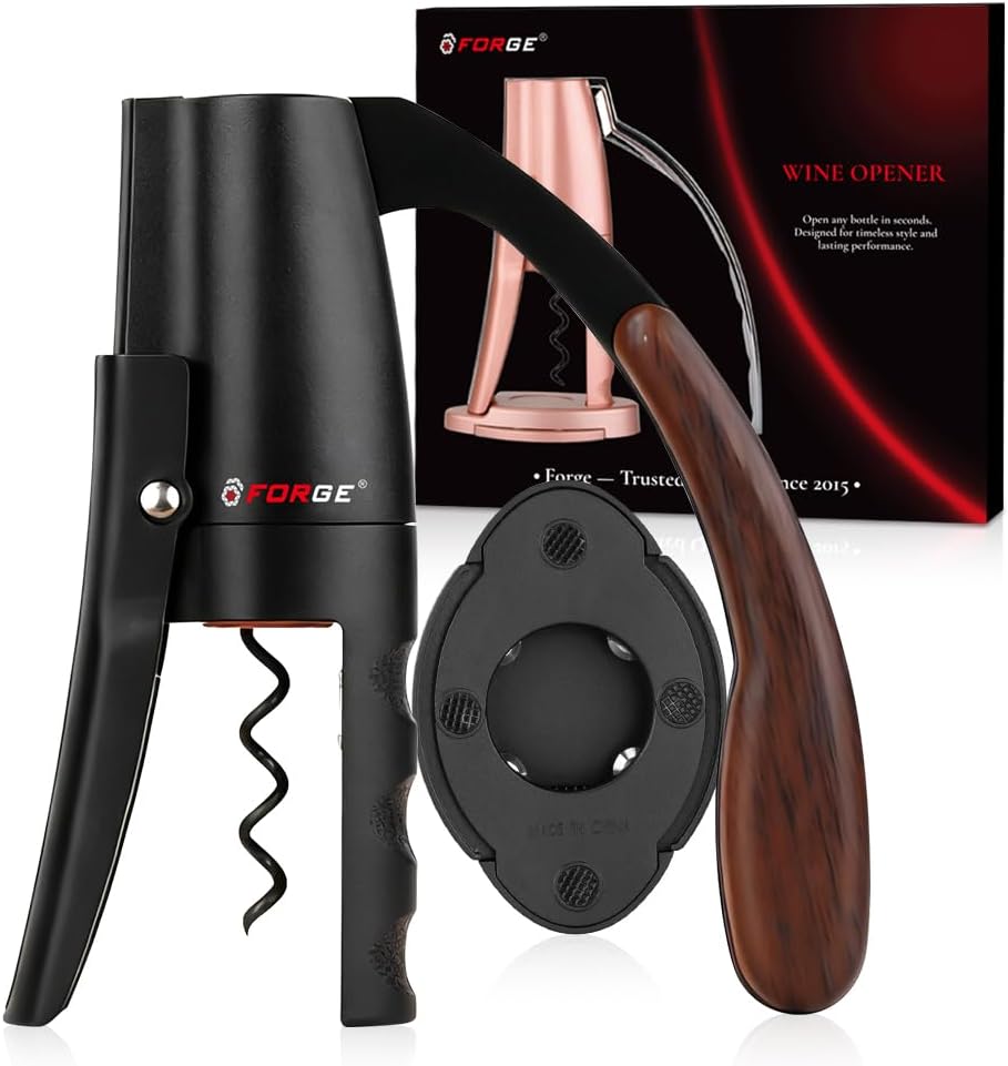 Forge Quality Vertical Lever Corkscrew Wine Bottle Opener with Foil Cutter.