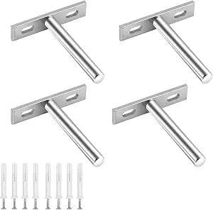 Floating Shelf Bracket Hidden Shelf Supports Brackets 4PCS Heavy Duty Concealed Blind Shelf Support Wall Mounted Brackets with Mounting Screws for Floating Wood Shelves (3 inch)