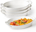 Frewinky Ceramic Oval Au Gratin Baking Dishes Set of 4,White