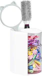 Luscinia Hair Accessories Organizer With Hair Brush Holder, White, 3-Layer