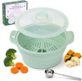 42oz Collapsible Silicone Microwave Steamer for Vegetables, Green