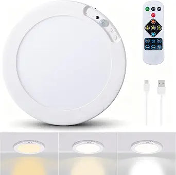 Rechargeable Ceiling Light, 8000mAh Motion Sensor Ceiling Light with Remote, 7.5in Magnetic Motion Sensor Light with Timer for Hallway, Gagrage, Stairs, Closet, Shower