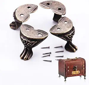 Antique Brass Box Feet 4 Pcs Zinc Alloy Legs for Jewelry Boxes