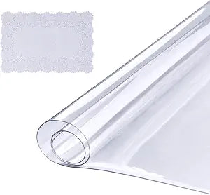 VEVOR Clear Table Cover Protector, 1.5mm Thick 36 x 72 in PVC Plastic Tablecloth, Waterproof & Oil Spill Proof, Customizable Rectangle Table Cover for Writing Desk, Coffee Table, Dining Room Table