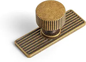 Goo-Ki Antique Brass Zinc Alloy Cabinet Knob with Backplate - Single Hole Center Cabinet Pull Hardware for Bedroom, Kitchen, 2 Pack9596-G