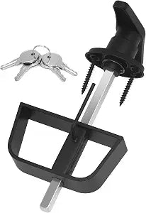 Shed Door T-Handle Lock Latch Kit with 4 Keys, Shed Barn Coop Storage Door T-Lock Set, Adjustable 6-1/2" Stem, Heavy-Duty Zinc Alloy, Black Powder Coated Left Lock - 1pack