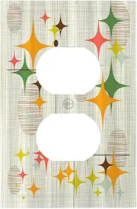 Decorative Outlet Covers Mid Century Modern Retro Stars 1 Gang Wall Plate Receptacle Duplex Light Switch Cover Plate Single Dual Plug Covers Electrical Switchplate Faceplate