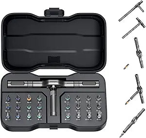 24 in 1 Magnetic Ratchet Screwdriver Set with T-Handle & Case.
