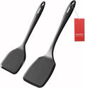 Vovoly Silicone Spatula Set,600F Heat Resistant Solid Turner, 2Pc Black