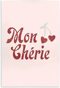 Mon Cherie French Phrase, 10 x 15 Inch Mounted Print on Wall Plaque